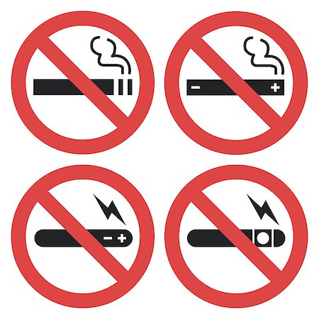 stop sign smoke - Vector symbol set - vaping forbidden, smoking electronic cigarette not allowed isolated on white background Stock Photo - Budget Royalty-Free & Subscription, Code: 400-09095314