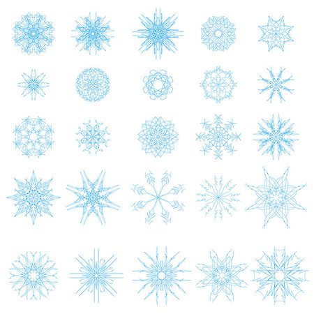 Set of Different Blue Snowflakes Isolated on White Background. Stock Photo - Budget Royalty-Free & Subscription, Code: 400-09095325