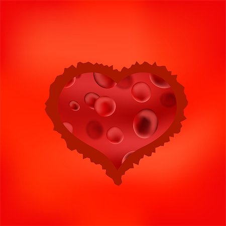 simsearch:400-04946673,k - Red Stilized Heart Isolated on Soft Red Background. Symbol of Heart. Original Heart Icon. Stock Photo - Budget Royalty-Free & Subscription, Code: 400-09095335