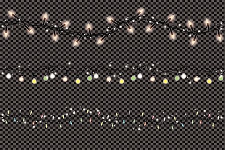 simsearch:400-09095404,k - Christmas Lights String Isolated on Transparent Background. Vector Illustration. Xmas Glowing Lights. Garlands. Fotografie stock - Microstock e Abbonamento, Codice: 400-09095403