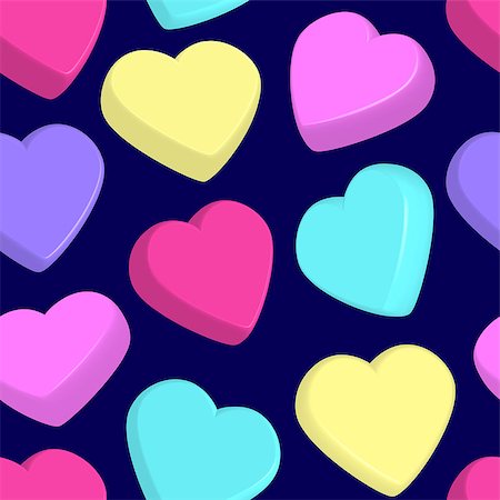 Seamless pattern with colorful hearts dark background. Stock Photo - Budget Royalty-Free & Subscription, Code: 400-09095445