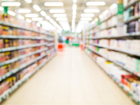 simsearch:400-09095525,k - Abstract blurred supermarket aisle with colorful shelves and unrecognizable customers as background Photographie de stock - Aubaine LD & Abonnement, Code: 400-09095526