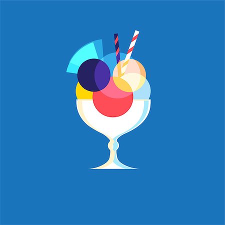 sweet food drawings - Vector icon of bright tasty ice cream on a blue background Stock Photo - Budget Royalty-Free & Subscription, Code: 400-09095539