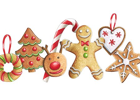 Sketch markers Christmas cookies on a white background. Sketch done in alcohol markers. You can use for greeting cards, posters and design projects. Photographie de stock - Aubaine LD & Abonnement, Code: 400-09095615