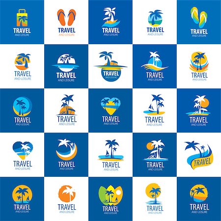 paradise island cartoon - logo template for travel and leisure. Vector illustration Stock Photo - Budget Royalty-Free & Subscription, Code: 400-09095728