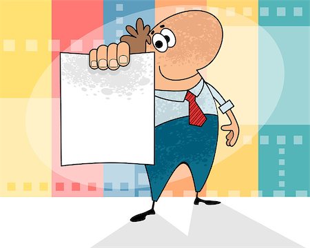 simsearch:400-08786732,k - Vector illustration of a cartoon man with a blank Foto de stock - Super Valor sin royalties y Suscripción, Código: 400-09095983