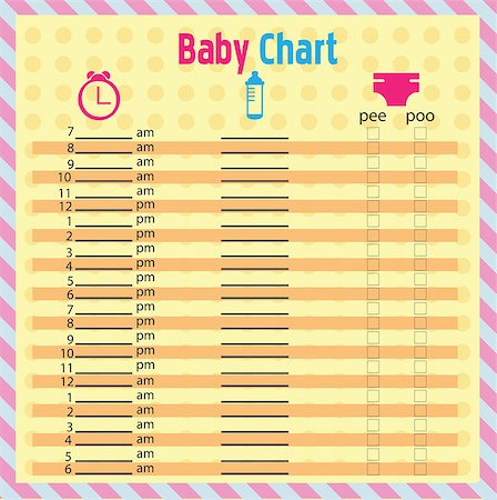 simsearch:400-09096062,k - Baby feeding and diaper schedule - baby chart for moms - colorful vector illustration Photographie de stock - Aubaine LD & Abonnement, Code: 400-09096060