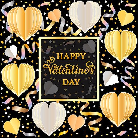 simsearch:400-08835850,k - Valentines card with colorful streamers,confetti and paper hearts on white background Stock Photo - Budget Royalty-Free & Subscription, Code: 400-09096122