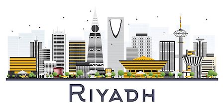 simsearch:400-09091979,k - Riyadh Saudi Arabia City Skyline with Gray Buildings Isolated on White Background. Vector Illustration. Business Travel and Tourism Concept with Modern Architecture. Riyadh Cityscape with Landmarks. Stock Photo - Budget Royalty-Free & Subscription, Code: 400-09096160