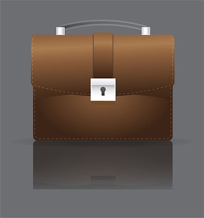 This illustration represents a brown leather briefcase, with a dark background Fotografie stock - Microstock e Abbonamento, Codice: 400-09096186