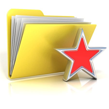 Favorites, star folder icon, 3D render illustration, isolated on white background Stock Photo - Budget Royalty-Free & Subscription, Code: 400-09096229