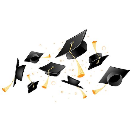 Flying academic mortarboard - graduation, throw of student hats Stock Photo - Budget Royalty-Free & Subscription, Code: 400-09096325