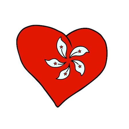 simsearch:400-09097931,k - Hong Kong isolated heart flag on white background. Comic book cartoon pop art retro illustration Fotografie stock - Microstock e Abbonamento, Codice: 400-09096364