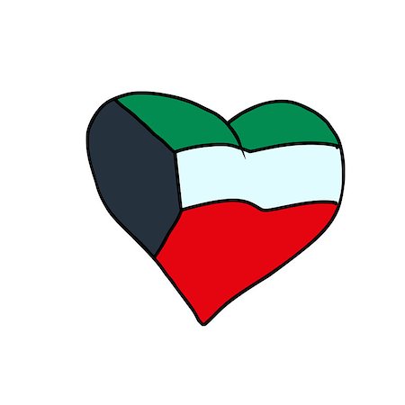 simsearch:400-09097931,k - Kuwait isolated heart flag on white background. Comic book cartoon pop art retro illustration Fotografie stock - Microstock e Abbonamento, Codice: 400-09096366