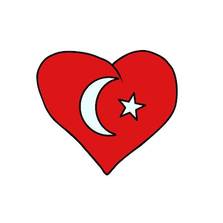 simsearch:400-09097931,k - Turkey isolated heart flag on white background. Comic book cartoon pop art retro illustration Fotografie stock - Microstock e Abbonamento, Codice: 400-09096369