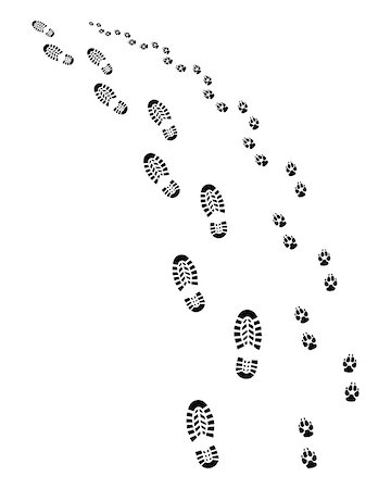 footprints on a path vector - Footprints of man and dog, turn left, vector Stock Photo - Budget Royalty-Free & Subscription, Code: 400-09096575
