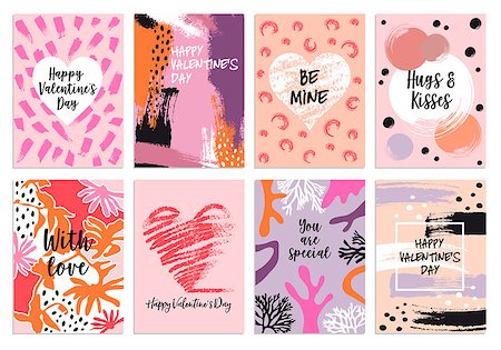 simsearch:400-08411281,k - Valentine's day s card temaplates with abstract hand drawn pattern, set of vector graphic design elements Stock Photo - Budget Royalty-Free & Subscription, Code: 400-09096939