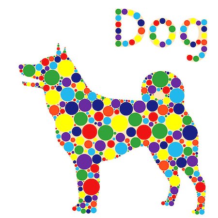 simsearch:400-08920017,k - Dog filled with colourful circles, vector kids illustration isolated on a white background Stockbilder - Microstock & Abonnement, Bildnummer: 400-09096959