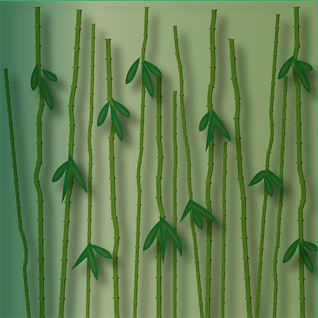 This illustration represents some bamboo with leaves, with a dark background Fotografie stock - Microstock e Abbonamento, Codice: 400-09097060