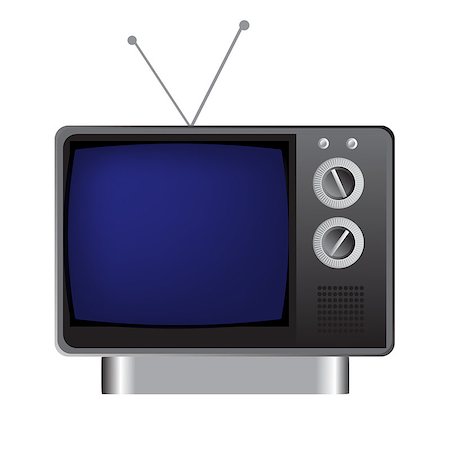 This illustration represents a vintage grey tv. Fotografie stock - Microstock e Abbonamento, Codice: 400-09097061