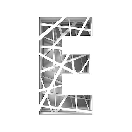 Paper cut out font letter E 3D render illustration isolated on white background Stock Photo - Budget Royalty-Free & Subscription, Code: 400-09097106