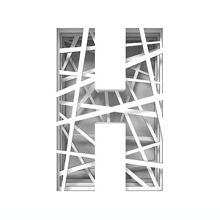 Paper cut out font letter H 3D render illustration isolated on white background Stock Photo - Budget Royalty-Free & Subscription, Code: 400-09097109