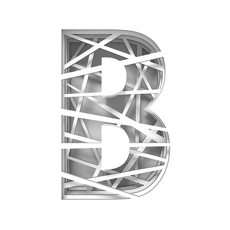 simsearch:400-09097130,k - Paper cut out font letter B 3D render illustration isolated on white background Photographie de stock - Aubaine LD & Abonnement, Code: 400-09097103