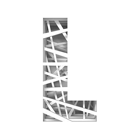 simsearch:400-09224018,k - Paper cut out font letter L 3D render illustration isolated on white background Stock Photo - Budget Royalty-Free & Subscription, Code: 400-09097113