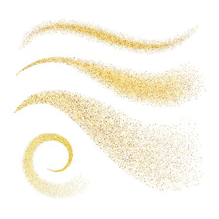 simsearch:400-09081846,k - Sparkle stardust. Golden glittering waves with gold particles isolated on white background. Vector illustration design template. Stock Photo - Budget Royalty-Free & Subscription, Code: 400-09097143