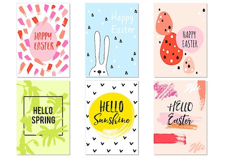 simsearch:400-08411281,k - Modern, minimalist Easter cards with hand-drawn graphic design elements, vector set Stock Photo - Budget Royalty-Free & Subscription, Code: 400-09097227