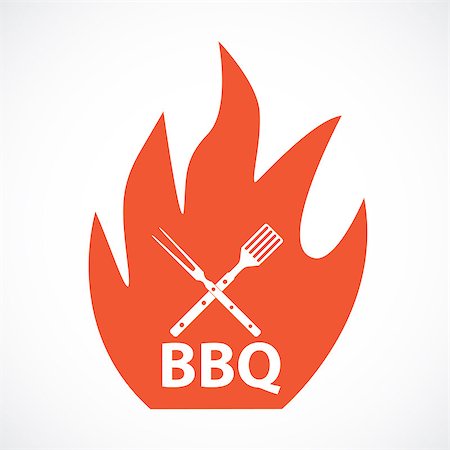 BBQ Icon with Grill Tools. Vector Illustration EPS10 Stock Photo - Budget Royalty-Free & Subscription, Code: 400-09097277