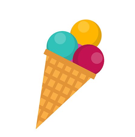simsearch:400-08189124,k - Ice cream cone icon flat style , isolated on white background. Vector illustration Stock Photo - Budget Royalty-Free & Subscription, Code: 400-09097302