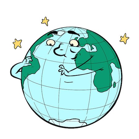 simsearch:400-04156281,k - character planet earth thinks. ecology and environment. Comic book cartoon pop art retro drawing illustration Foto de stock - Super Valor sin royalties y Suscripción, Código: 400-09097339