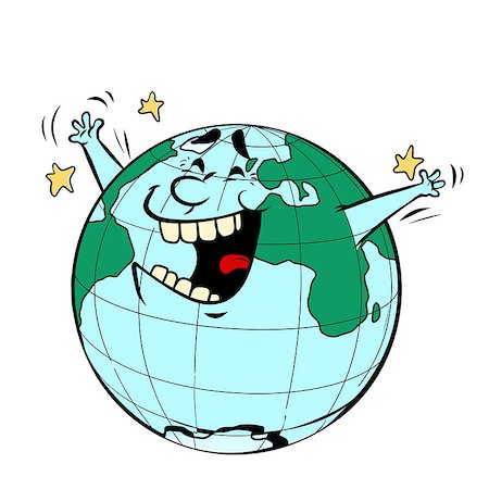 Earth Day. Happy joyful planet. Comic book cartoon pop art retro drawing illustration Stock Photo - Budget Royalty-Free & Subscription, Code: 400-09097340