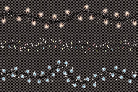 simsearch:400-09095404,k - Christmas Lights String Isolated on Transparent Background. Vector Illustration. Xmas Glowing Lights. Garlands. Fotografie stock - Microstock e Abbonamento, Codice: 400-09097352