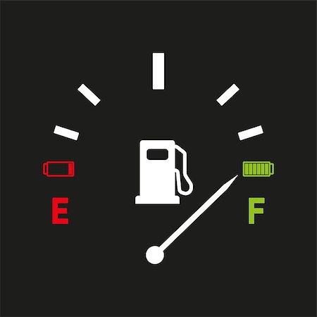 Fuel gauge. Full tank indication. Vector illustration isolated on gray background eps10 Fotografie stock - Microstock e Abbonamento, Codice: 400-09097388