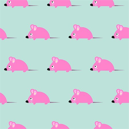 Cute kid mice design seamless vector pattern. Pink on blue bright backgound. Stock Photo - Budget Royalty-Free & Subscription, Code: 400-09097510