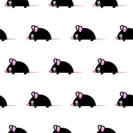Cute kid mice design seamless vector pattern. Black on white bright backgound. Stock Photo - Budget Royalty-Free & Subscription, Code: 400-09097512