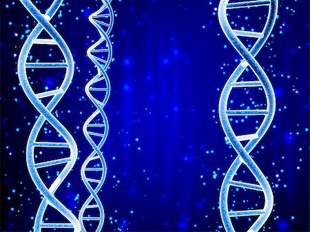 Digital models of DNA structure and magic sparks on abstract blue background. 3d render Stock Photo - Budget Royalty-Free & Subscription, Code: 400-09097536