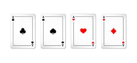 simsearch:400-07314049,k - Set of four aces deck of cards for playing poker and casino on white background. spades, diamonds, clubs and hearts. Photographie de stock - Aubaine LD & Abonnement, Code: 400-09097646