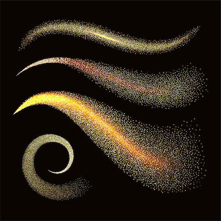 simsearch:400-09081846,k - Sparkle stardust. Golden glittering waves with gold particles on black background. Vector illustration design template. Stock Photo - Budget Royalty-Free & Subscription, Code: 400-09097649