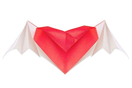 simsearch:400-09170569,k - Heart with wings oforigami, isolated on white background. Foto de stock - Super Valor sin royalties y Suscripción, Código: 400-09097728