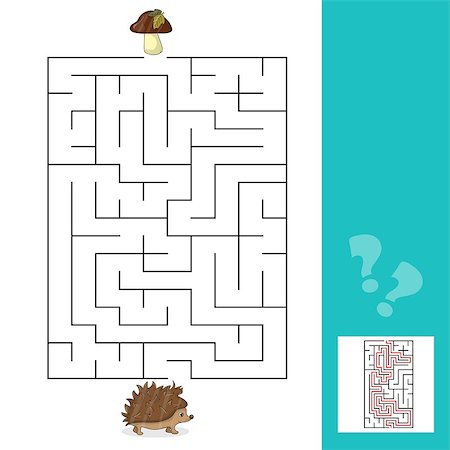 paintings on forest animals - Maze game Help hedgehog to find a way to mushrooms Stock Photo - Budget Royalty-Free & Subscription, Code: 400-09097757