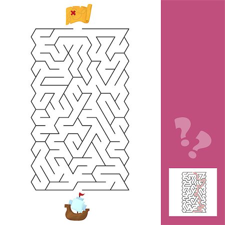 Maze. The ship - Children s game labyrinth. Kids puzzle with answer. Vector illustration Photographie de stock - Aubaine LD & Abonnement, Code: 400-09097768