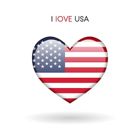 Love USA symbol. Flag Heart Glossy icon vector illustration isolated on gray background eps10 Fotografie stock - Microstock e Abbonamento, Codice: 400-09097774