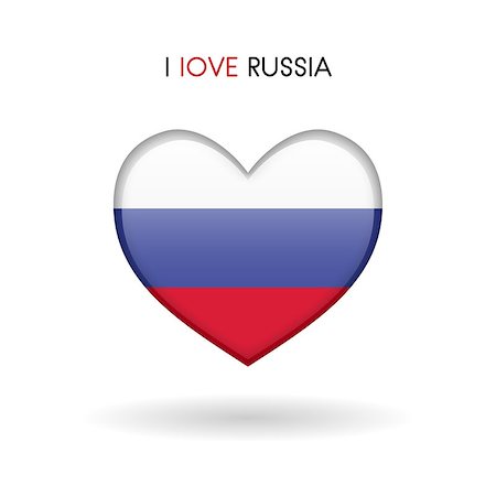 simsearch:400-09094879,k - Love Russia symbol. Flag Heart Glossy icon vector illustration isolated on gray background eps10 Photographie de stock - Aubaine LD & Abonnement, Code: 400-09097773