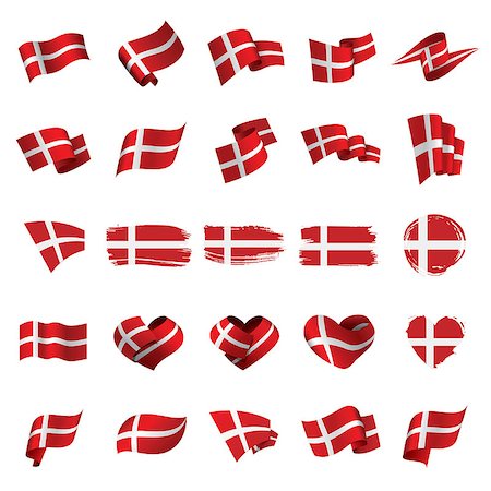simsearch:400-05136582,k - Denmark flag, vector illustration on a white background Stockbilder - Microstock & Abonnement, Bildnummer: 400-09097804