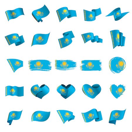 simsearch:400-05877381,k - Kazakhstan flag, vector illustration on a white background Foto de stock - Royalty-Free Super Valor e Assinatura, Número: 400-09097823