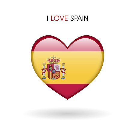 simsearch:400-04783033,k - Love Spain symbol. Flag Heart Glossy icon vector illustration isolated on gray background eps10 Foto de stock - Super Valor sin royalties y Suscripción, Código: 400-09097834