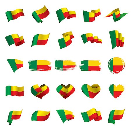 simsearch:400-09115770,k - Benin flag, vector illustration on a white background Foto de stock - Royalty-Free Super Valor e Assinatura, Número: 400-09097877